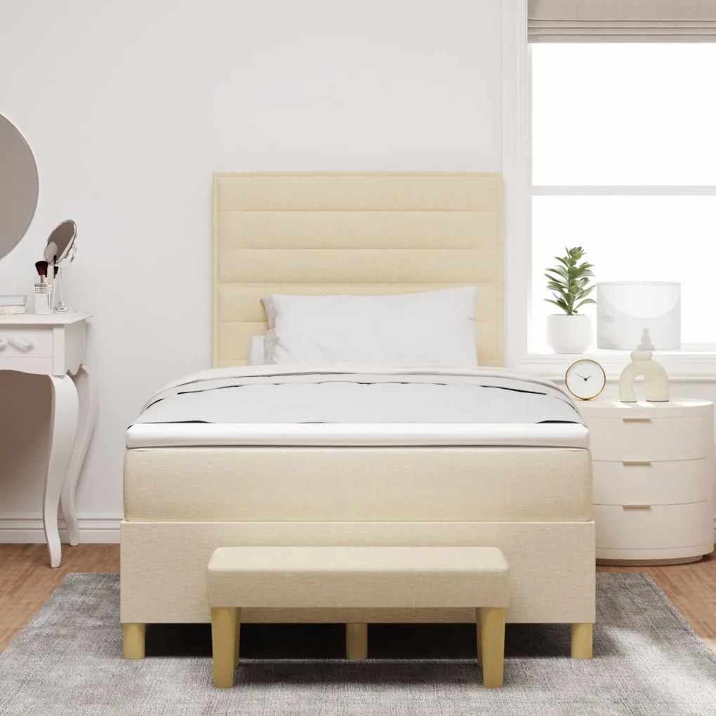 Box Spring ágy matraccal & pad krém 120x190 cm szövet