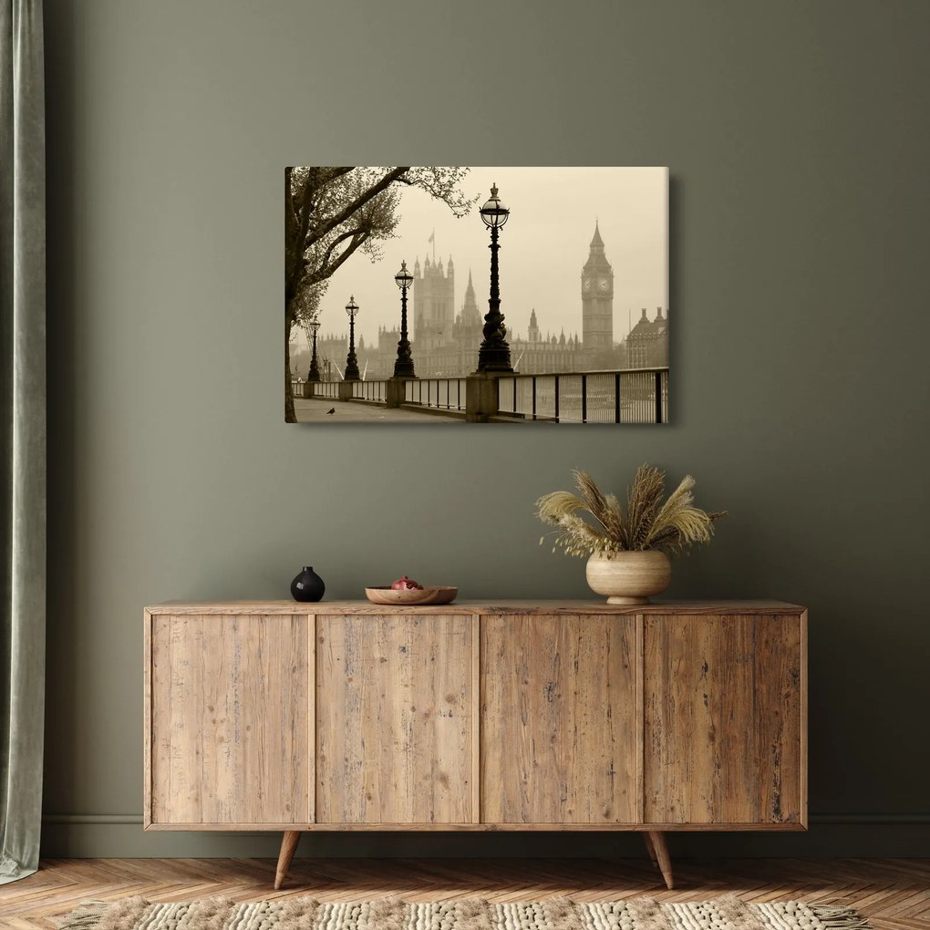 Kép - London a ködben, Anglia (90x60 cm)