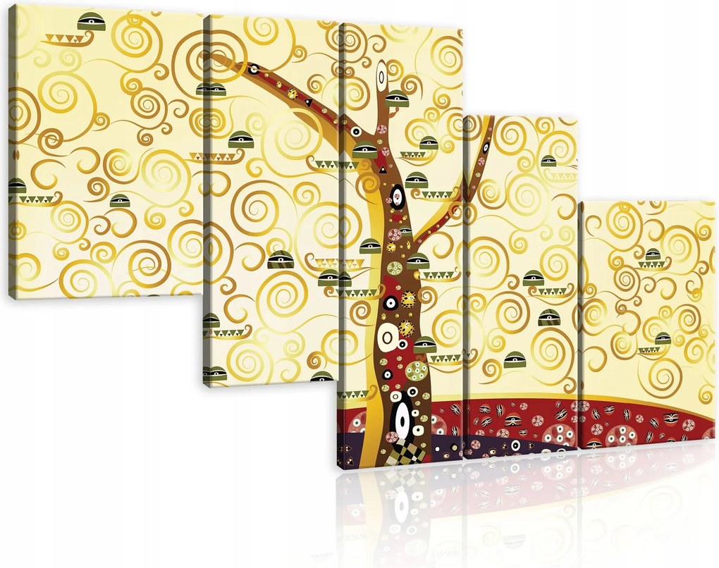 Vászonkép 170x100 Az élet fája Klimt Szimbolizmus arany spirál fali dekoráció