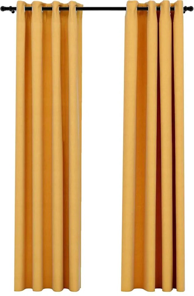 vidaXL 2 db sárga, vászonhatású sötétítőfüggöny fűzőkarikával 140 x 225 cm