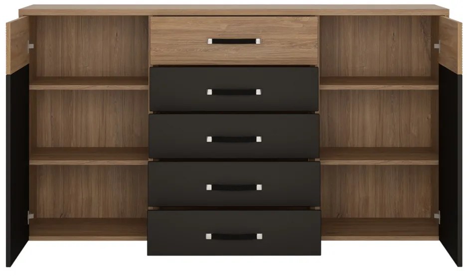 MORACO hálószoba szett, tölgy stirling/fekete matt