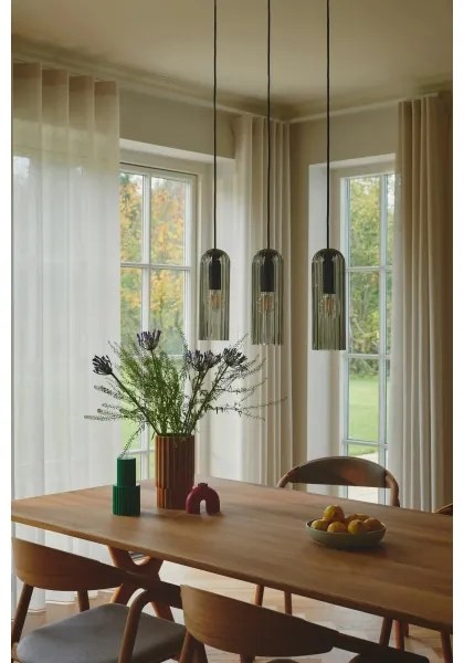 Nordlux - Kábellel függesztett MIELLA csillár 3xE27/25W/230V fekete/füstszínű