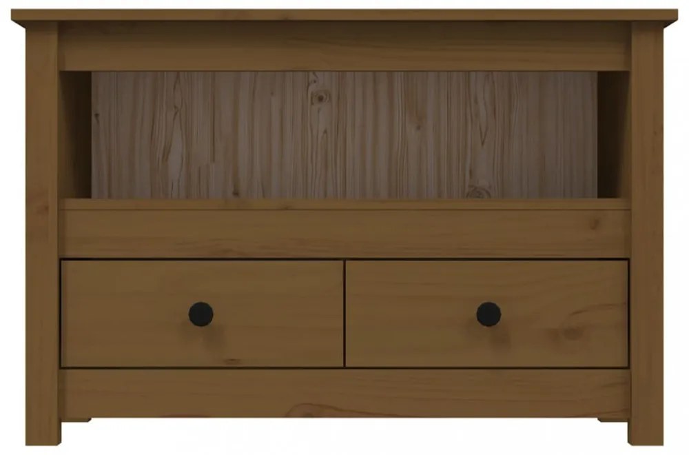 mézbarna tömör fenyőfa TV-szekrény 79 x 35 x 52 cm