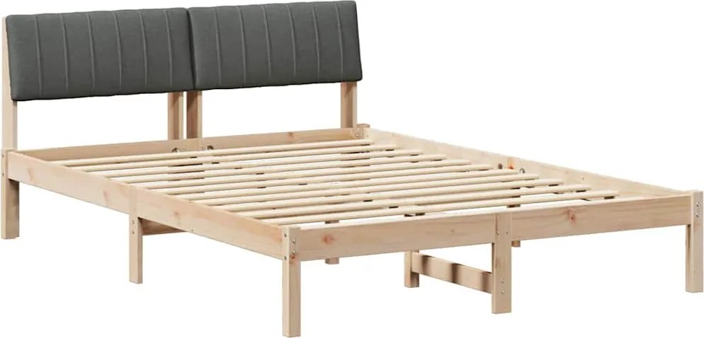 vidaXL Ágykeret barna és sötétszürke 135 x 190 cm Tömör fenyőfa