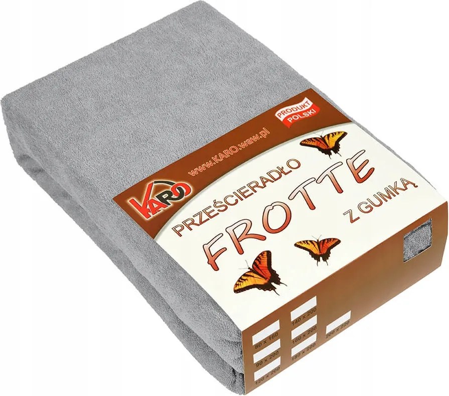 Gumis frottír lepedő 60x120 szürke Karo