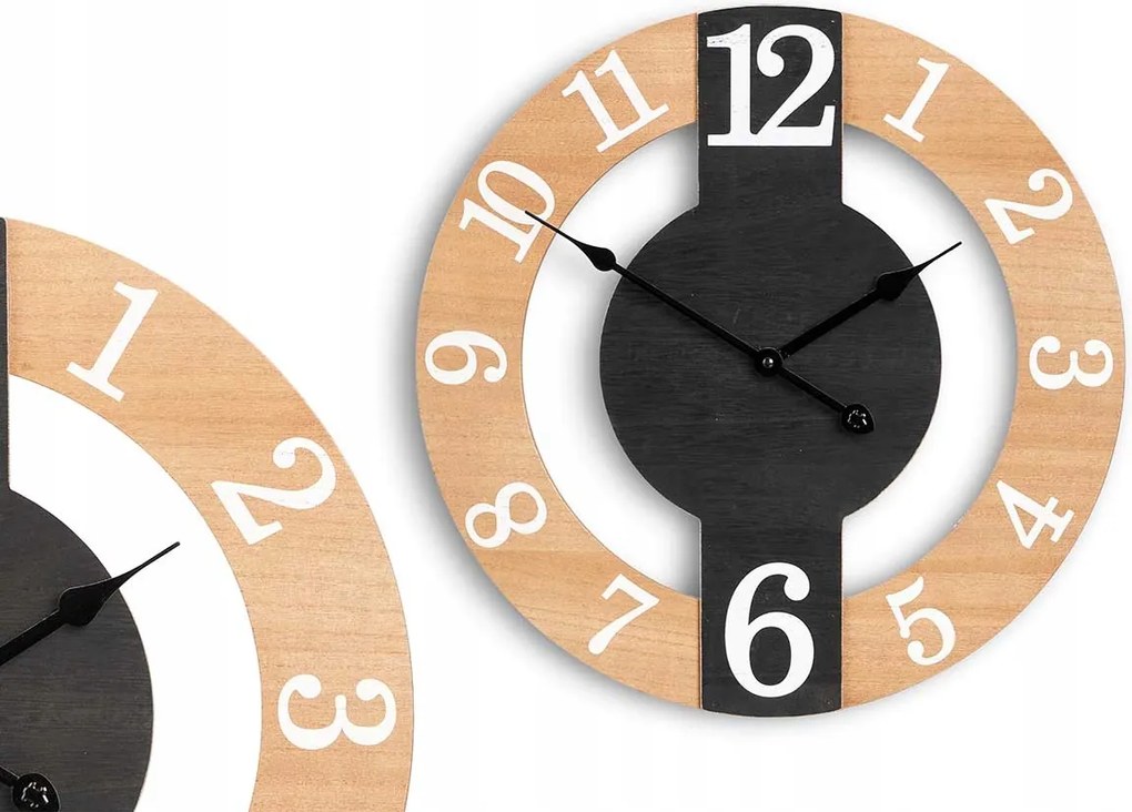 Modern falióra kerek 40 cm fekete fa Nagy csendes Boho