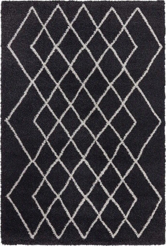 Fekete-fehér shaggy boho szőnyeg 80x150cm