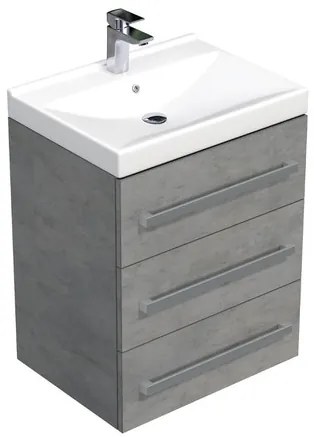 SAT Cube Way Fürdőszobaszekrény mosdóval 60x76,5x46 cm beton matt CUBE46603BEVER