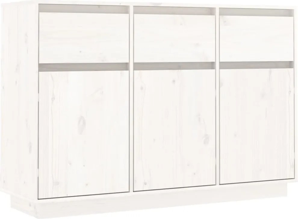 vidaXL fehér tömör fenyőfa tálalószekrény 110 x 34 x 75 cm