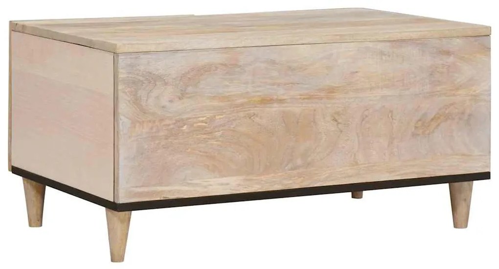Dohányzóasztal polcokkal Bézs 80 x 50 x 40 cm tömör mangófa