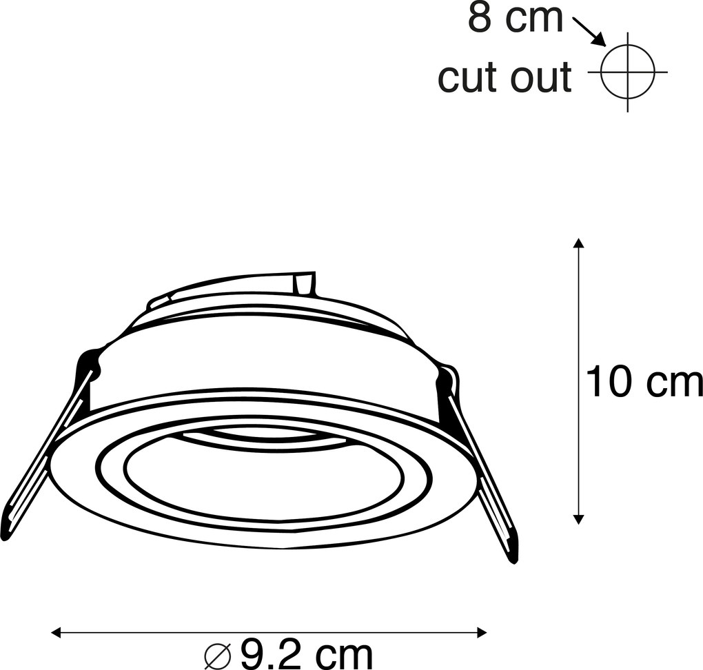 Okos süllyesztett spotlámpa fekete kerek WiFi GU10-zel - Chuck