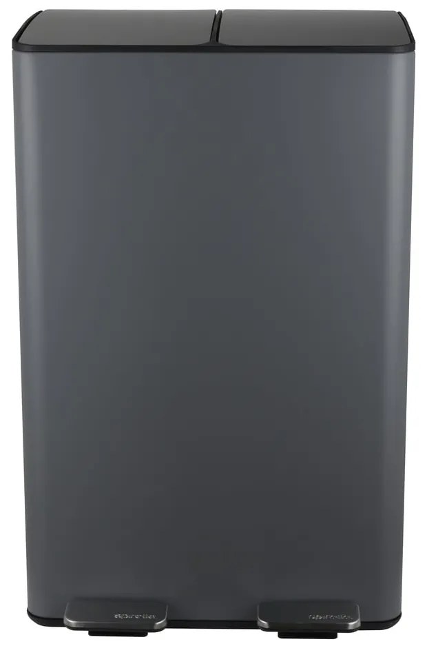 Sötétszürke acél szelektív pedálos szemetes 2x30 l Aliya – Spirella