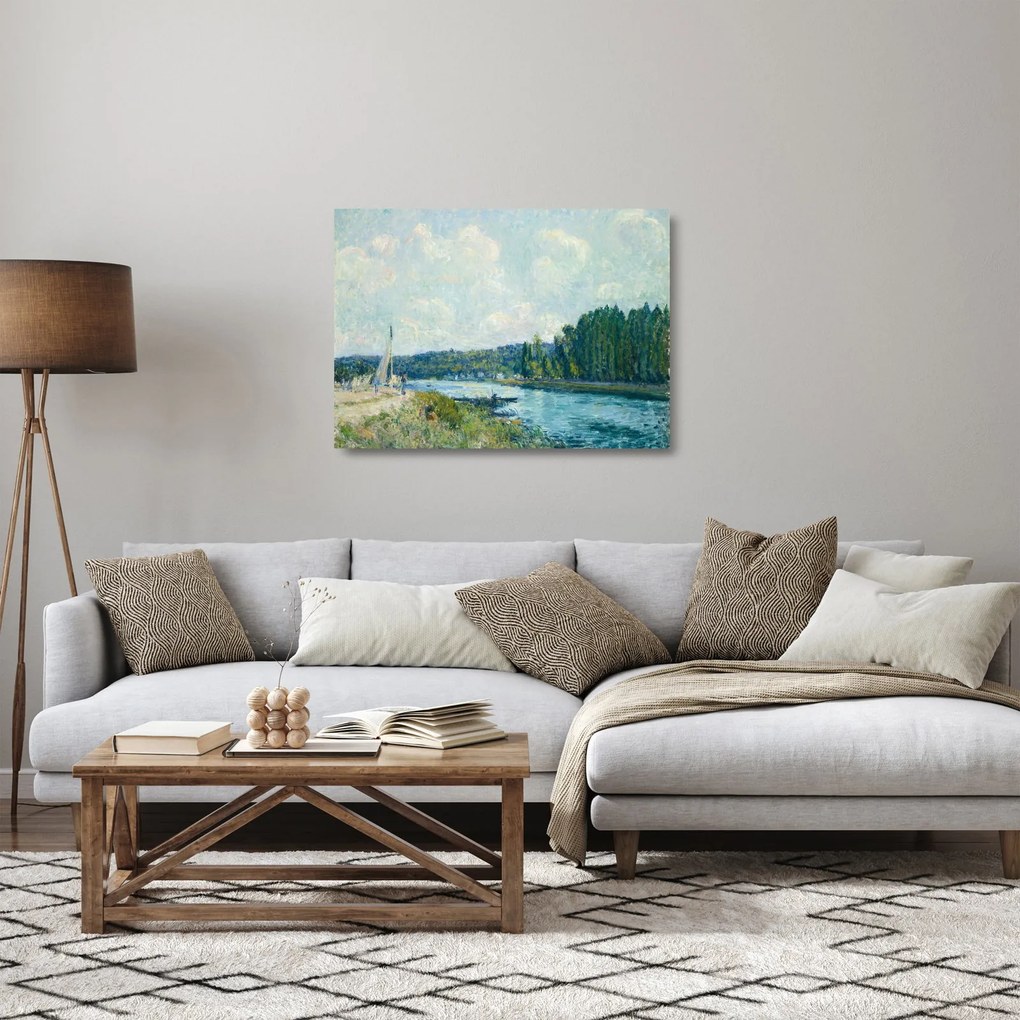 Üveg kép - Alfred Sisley, The Banks of the Oise, reprodukciók (70x50 cm)