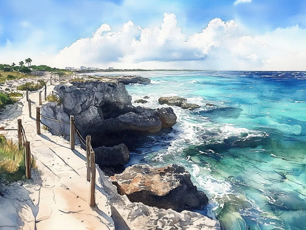 Vászonkép Canvas Tájkép Türkiz Óceán Tengerpart Sziklák Szikla Barlang 100x75