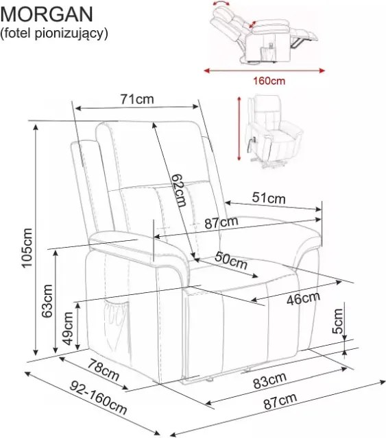 Morgan Raven elektromos dönthető fotel cappuccino