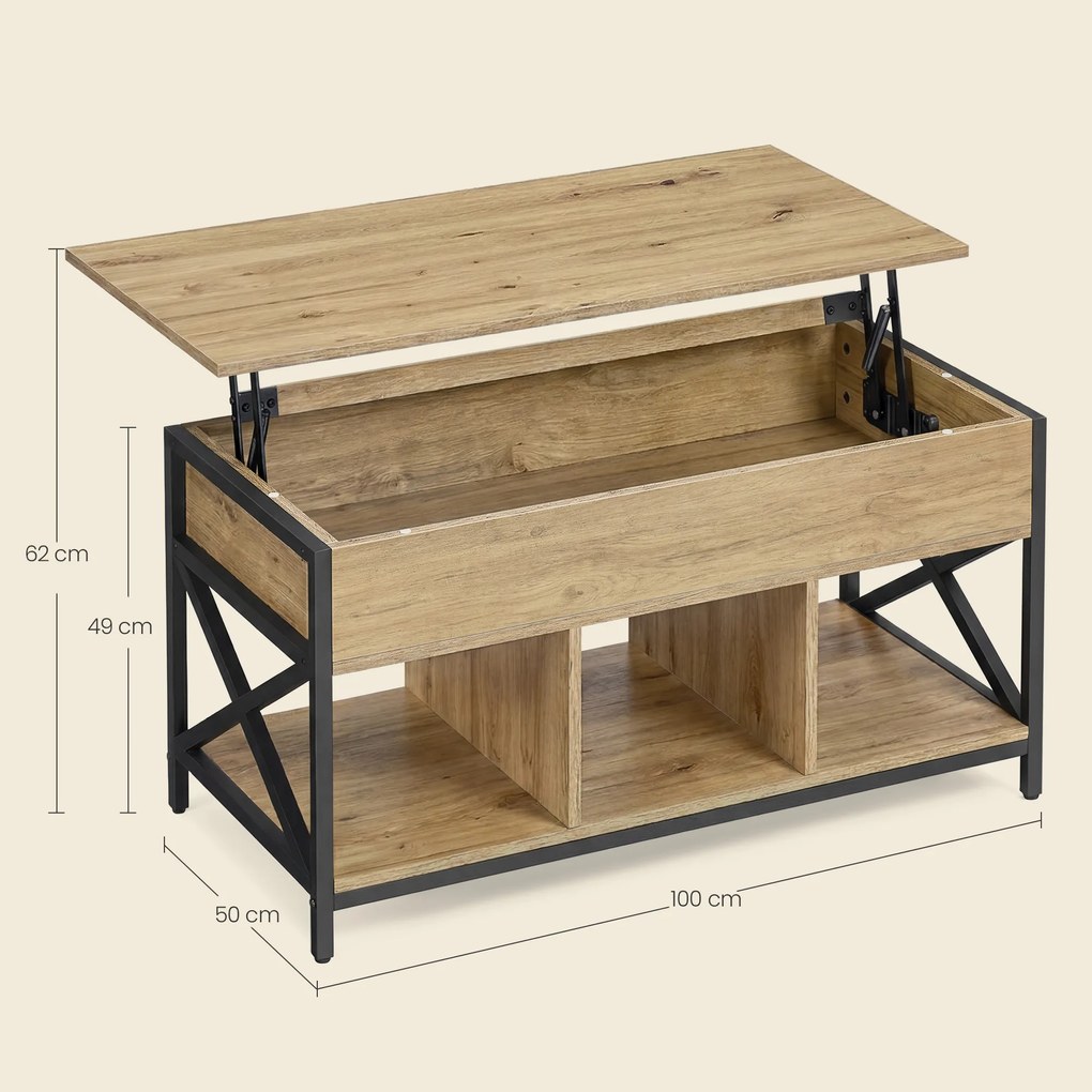 Dohányzóasztal TAYLOR ARTISAN kihúzható asztallappal 100x50 cm