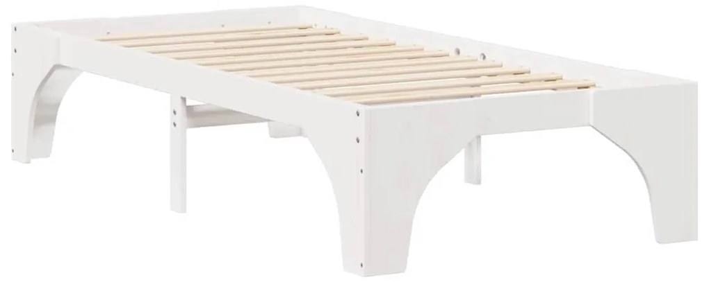 Földi ágykeret tárolóval Fehér 90 x 200 cm Tömör fenyőfa