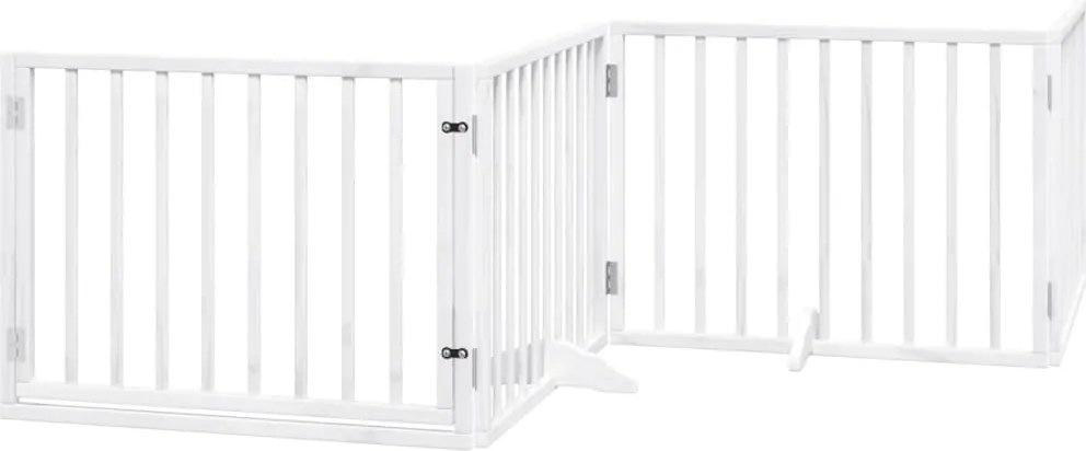 vidaXL fehér nyárfa 4 paneles összecsukható kutyakapu ajtóval 320 cm