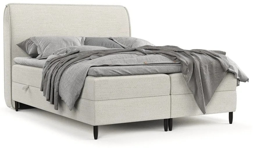 Krémszínű ágyneműtartós boxspring ágy 200x200 cm Melba – Maison de Rêve