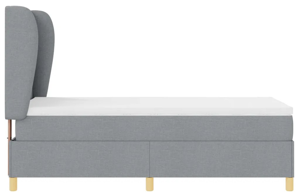Box Spring Ágy Matrac nélkül - Világosszürke, 90x200 cm, Szövet