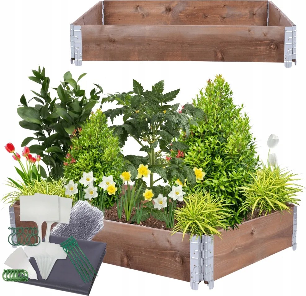 Lépcsőzetes zöldségtartó állítható ágyás magasított impregnált 20x120x80