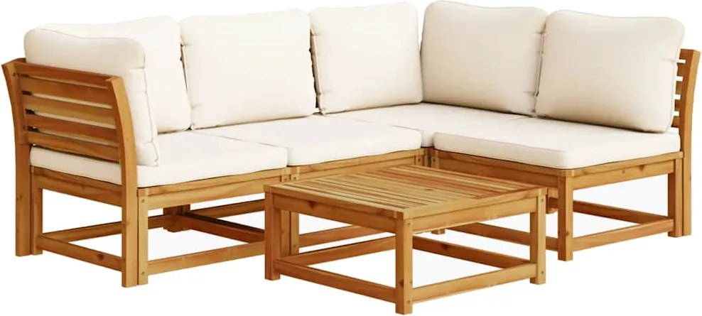 vidaXL 5 részes tömör akácfa kerti ülőgarnitúra párnákkal