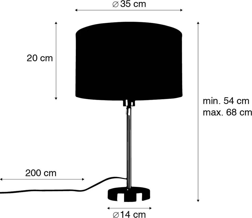 Asztali lámpa fekete, állítható, világosbarna árnyékolóval, 35 cm - Parte