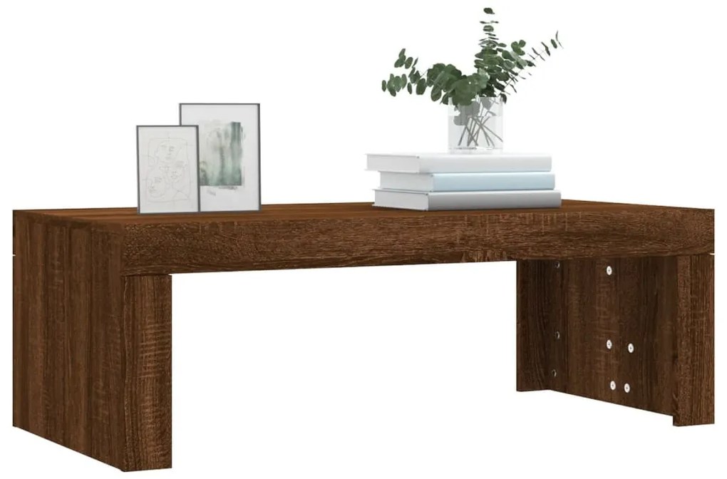 Barna tölgyszínű szerelt fa dohányzóasztal 102 x 50 x 36 cm