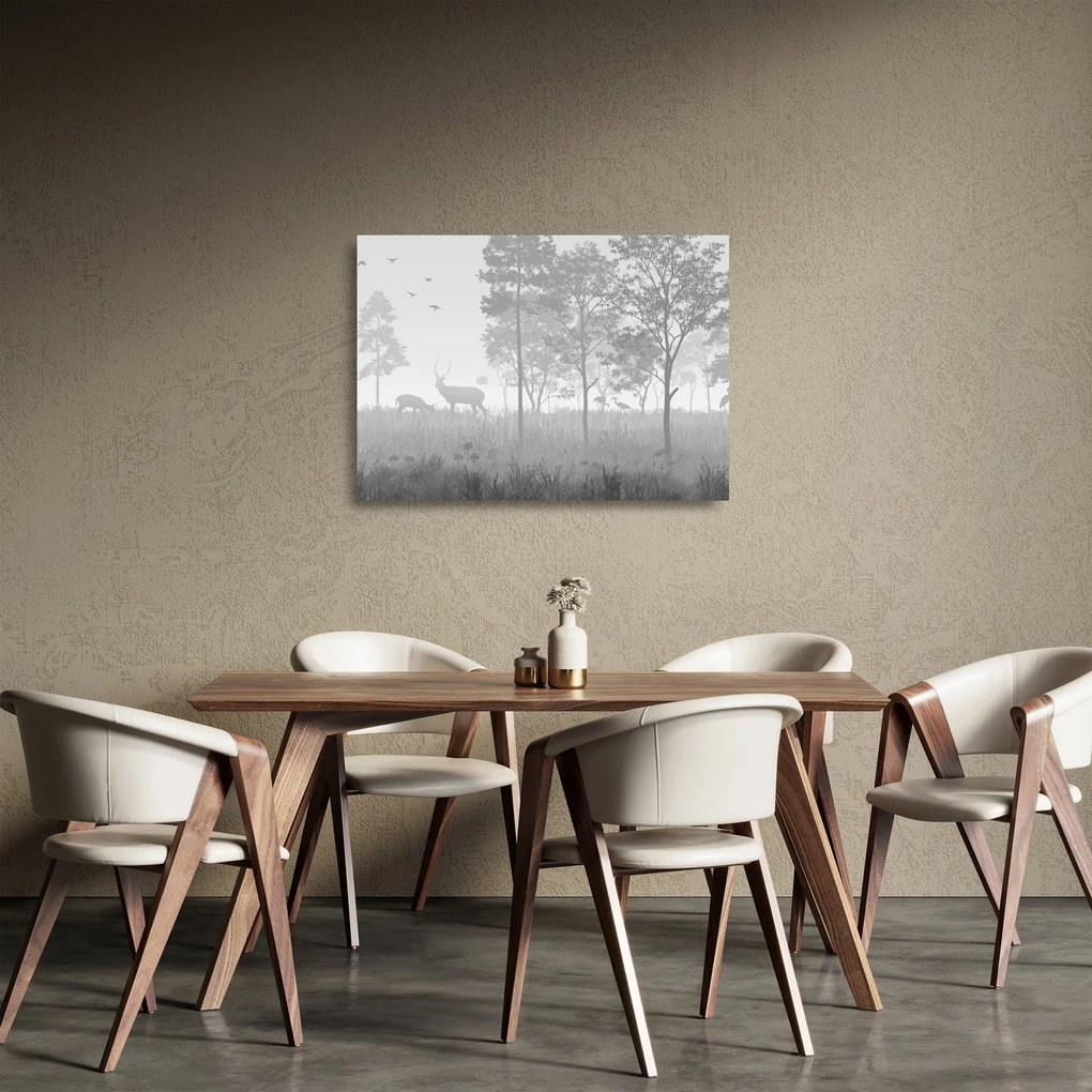 Üveg kép - rét szarvasokkal (70x50 cm)