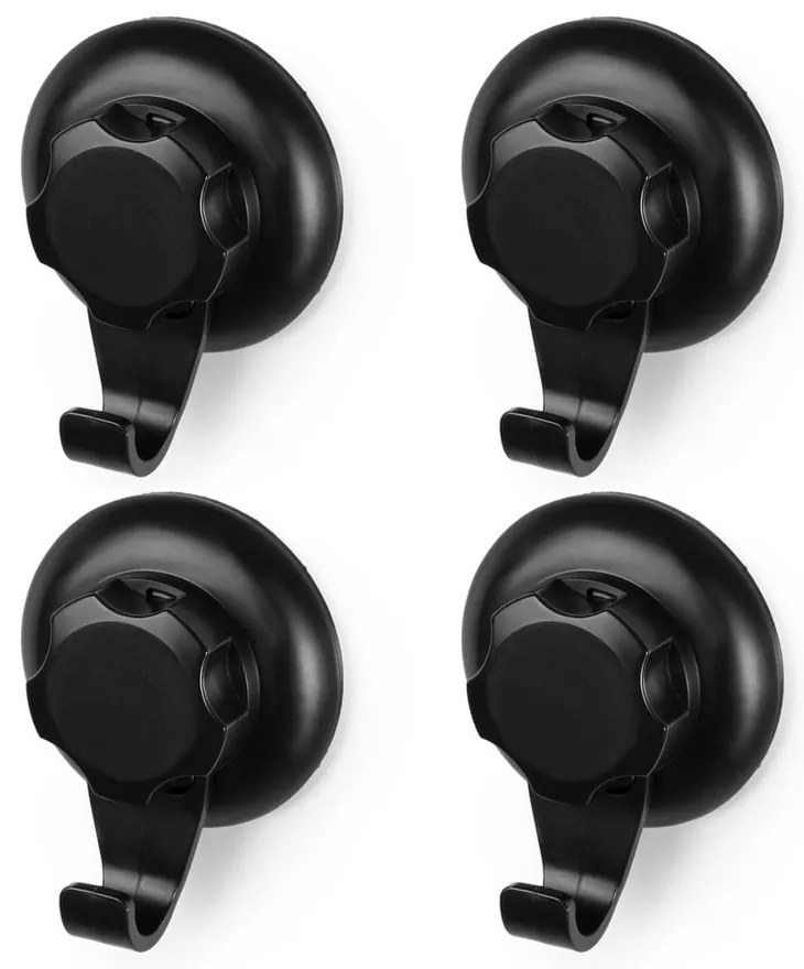 Fekete öntapadós acél akasztó szett 4 db-os Bestlock – Compactor