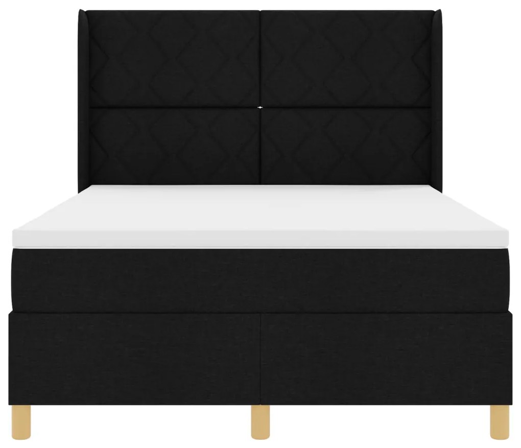 Boxspring Ágy Matracokkal Fekete 140x200 cm Szövet