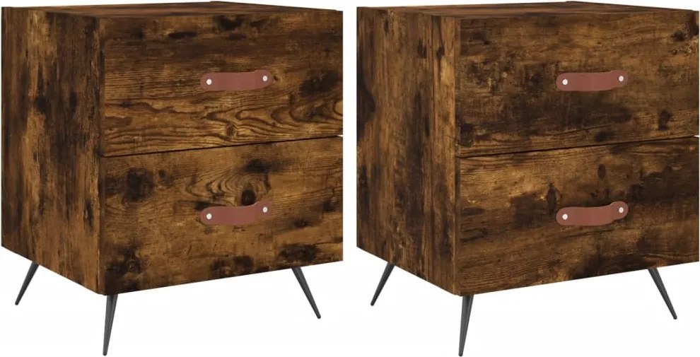 vidaXL 2 db füstös tölgy színű szerelt fa éjjeliszekrény 40x35x47,5 cm
