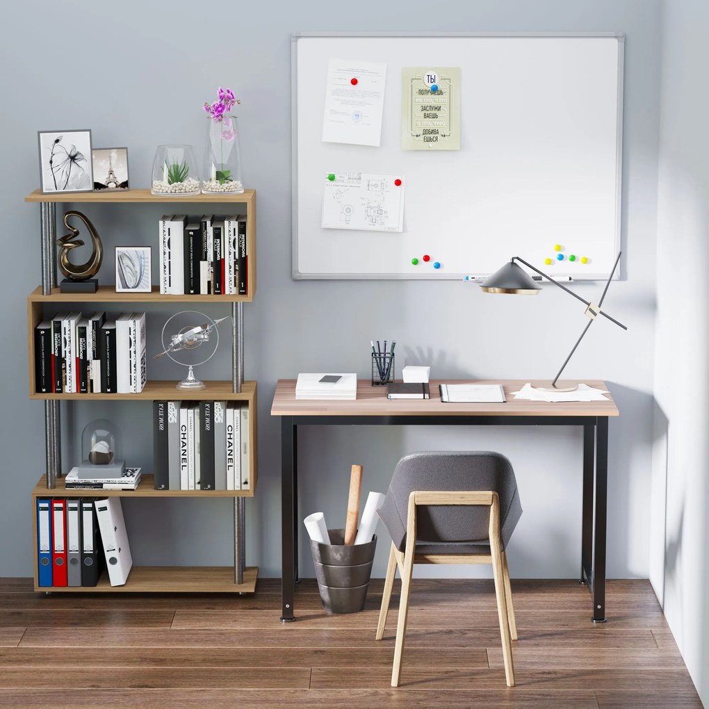 HOMCOM Modern Íróasztal Acél Vázszerkezettel és Állítható Lábakkal - 120x60x76 cm Fekete | Aosom