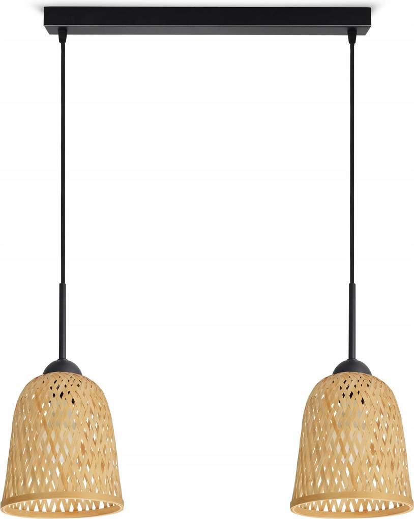Mennyezeti Lámpa Függő Bambusz Fonott Boho Természetes 582-BZ2 Led Fekete