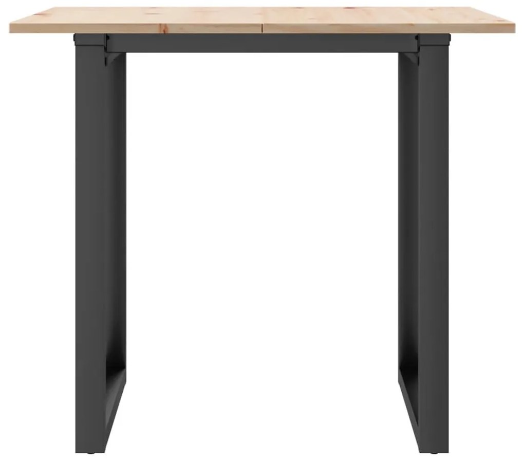 Tömör fenyőfa és acél étkezőasztal O-vázzal 90x90x75 cm