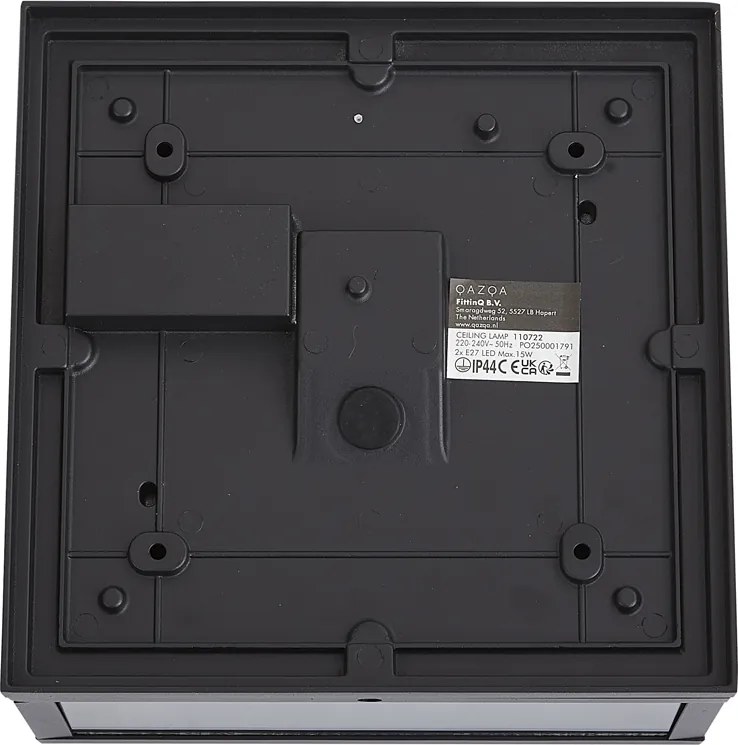 Ipari kültéri mennyezeti lámpa fekete mozgásérzékelővel IP44 - Charlois