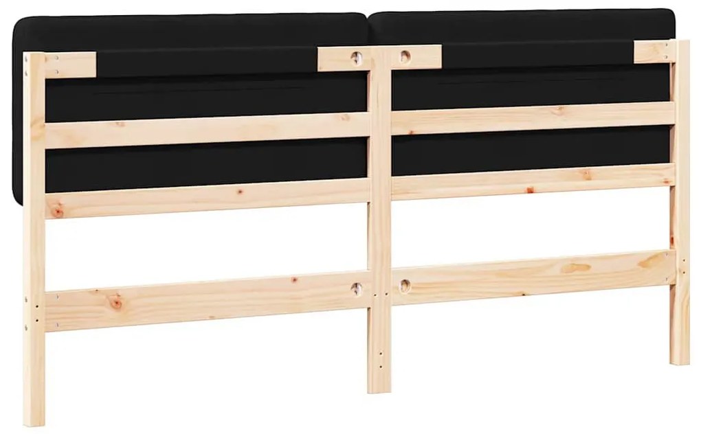 Kárpitozott fejtámla Barna és fekete 200 cm Tömör fenyőfa