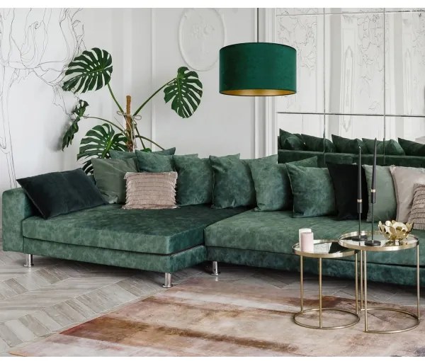 Duolla - Csillár zsinóron ROLLER 1xE27/15W/230V átm. 40 cm sötétzöld/arany