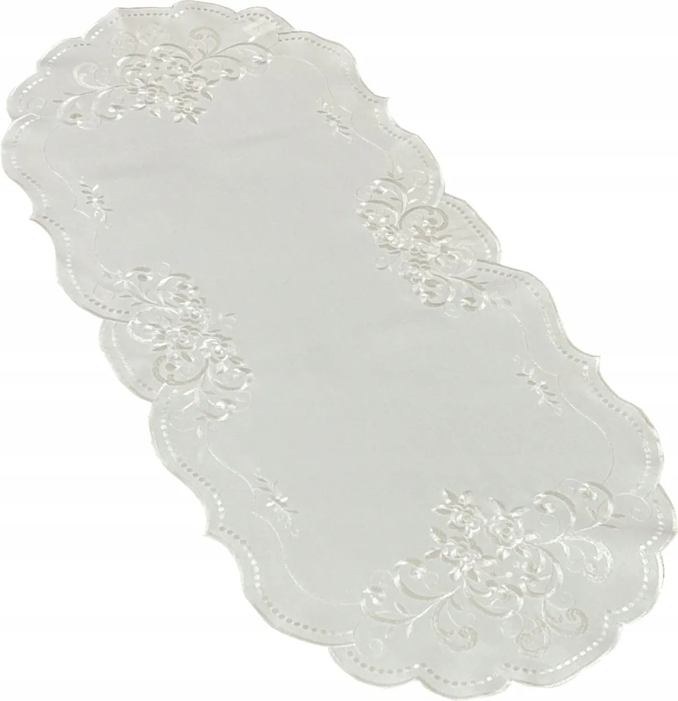 Hímzett Futófelület 40x85 Ovális Asztalra Virágok