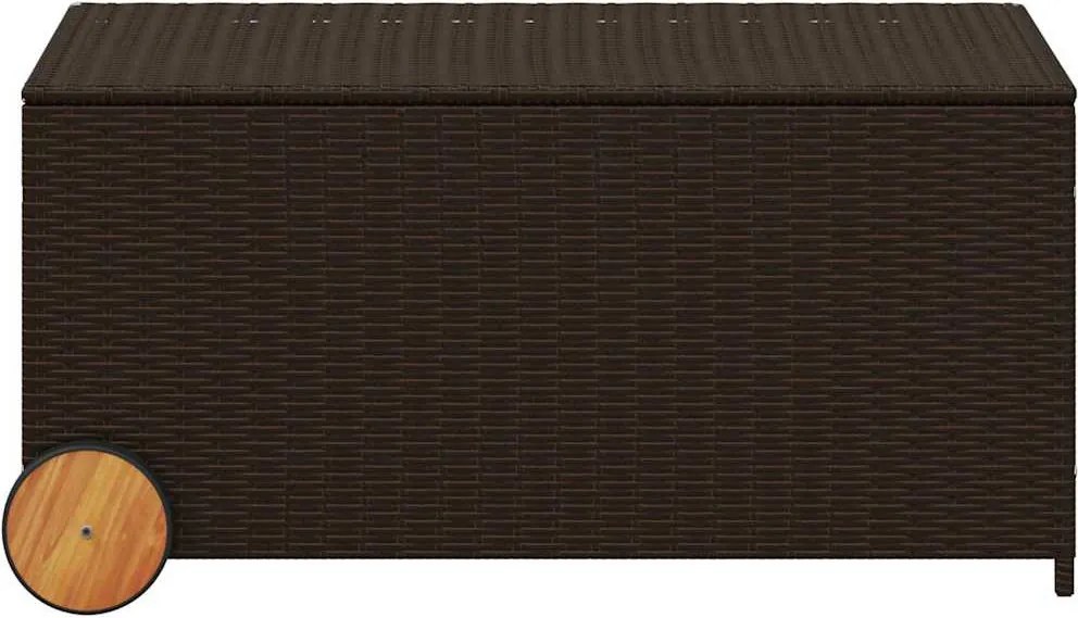 vidaXL barna polyrattan kerti tárolóláda kerekekkel 190 L