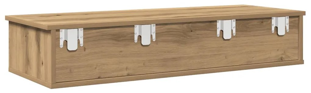 kézműves tölgy szerelt fa falipolc fiókokkal 100 x 37,5 x 19 cm