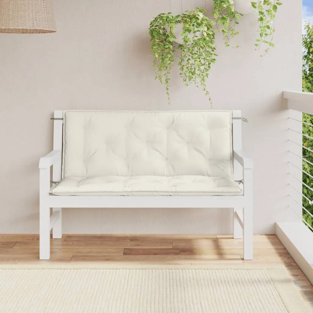 2 db melange krémszínű szövet kerti padpárna 120x50x7 cm
