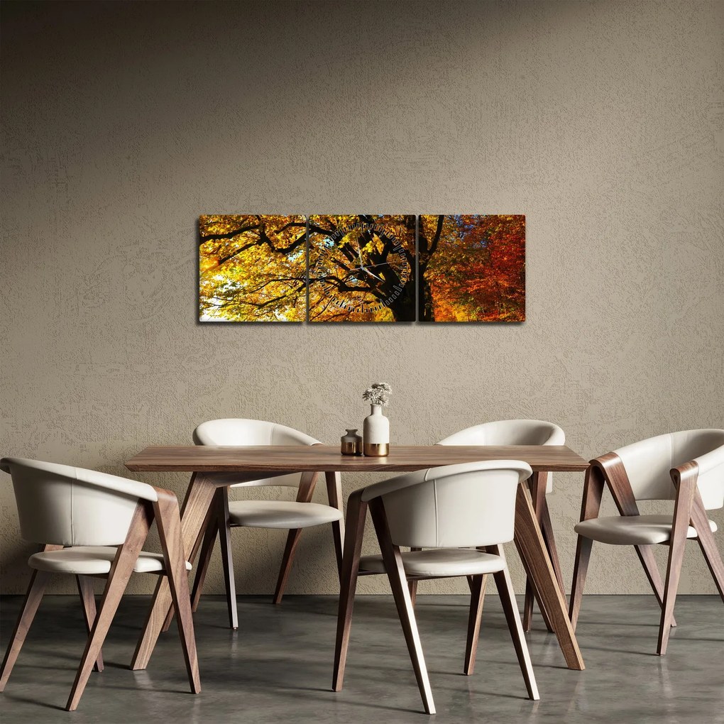 Egy őszi fa képe (órával) (90x30 cm)