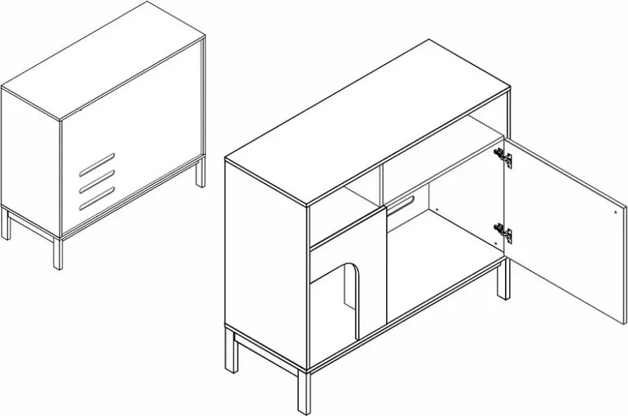 Komód FROST 100x90 cm fehér, alpesi tölgy dekorációval