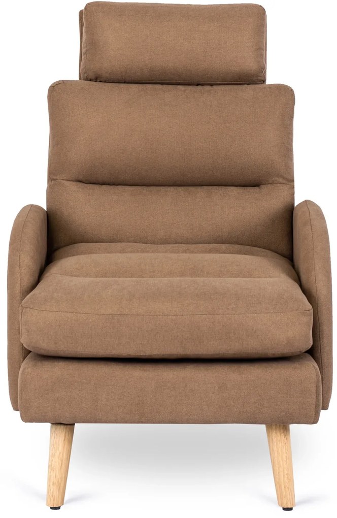 Kényelmes Fotel Barna Színben Lábtartóval. HENRY