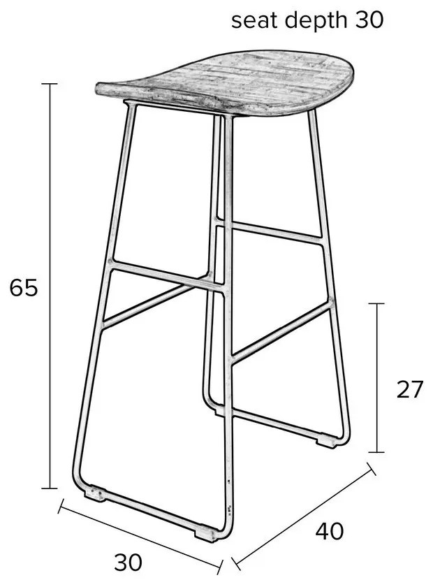 Fekete bárszék szett 2 db-os (ülésmagasság 62 cm) Tangle – White Label