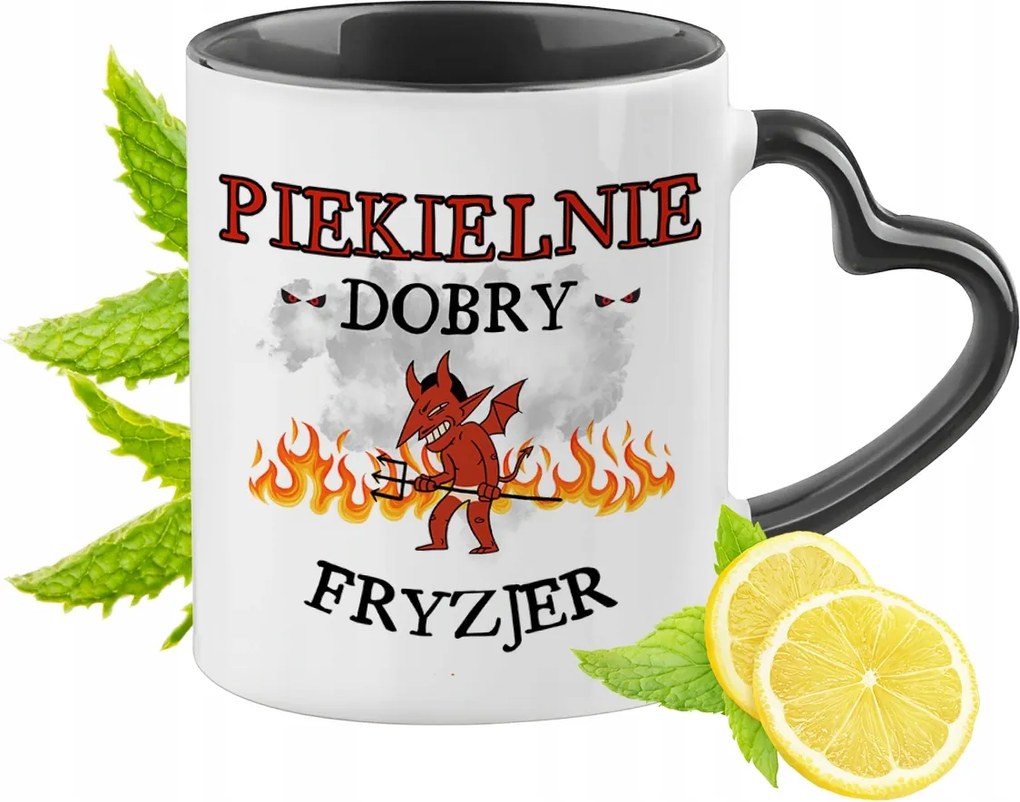 Fodrászoknak Fekete Bögre Szív Alakú Füllel Ajándék