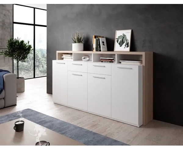 LEBY komód sonoma tölgy/fehér