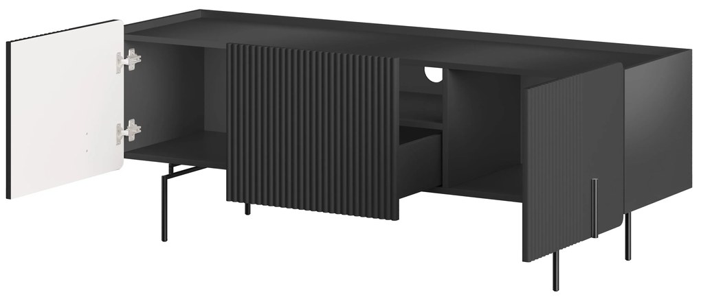 Malmi TV szekrény 150 cm - fekete matt / fekete lábak