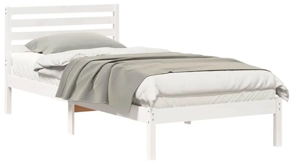 Ágykeret fejtámlával Fehér 80 x 210 cm Tömör fenyőfa